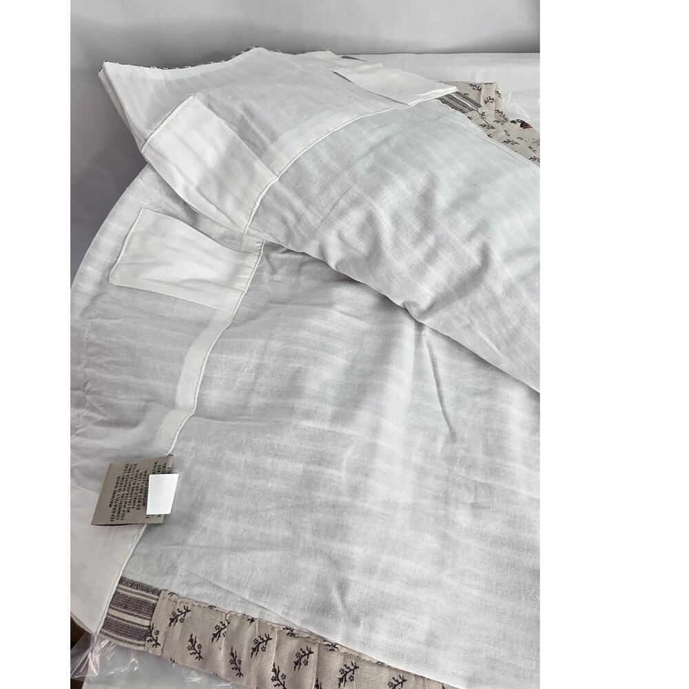 Farmhouse Brown Ruffle Striped Room Darkening Curtain Panel Pair 40"Wx84"L - Picture 3 of 10